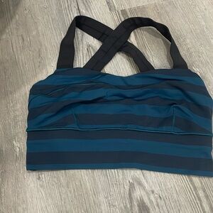 26. Lululemon Sports Bra teal black striped